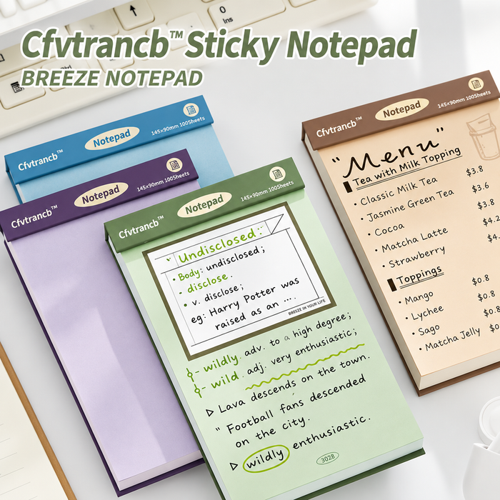 100-Sheet Detachable Sticky Note Pad – Large Self-Stick Memo Notepad with Sturdy Backing for To-Do Lists, Study Notes & Reminders