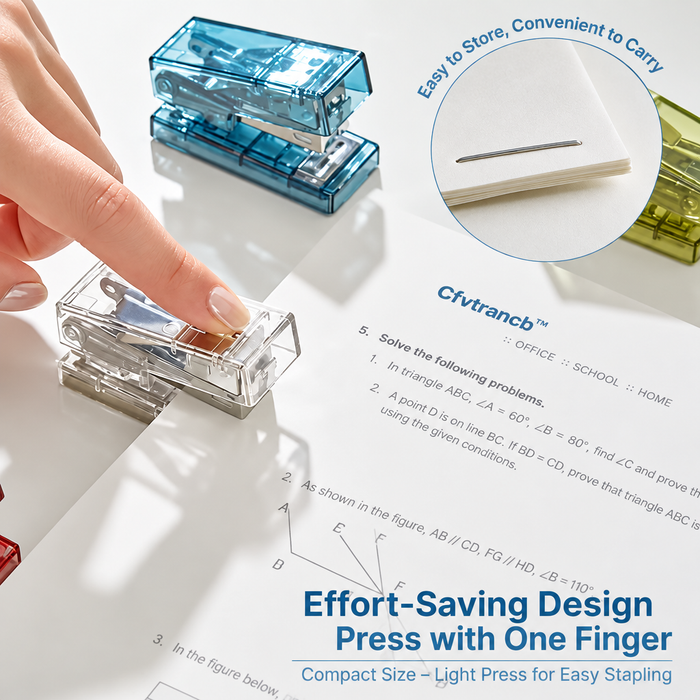 Mini Transparent Stapler – Compact One-Finger Desktop Stapler with Durable Steel Mechanism for School, Office, Home & Travel